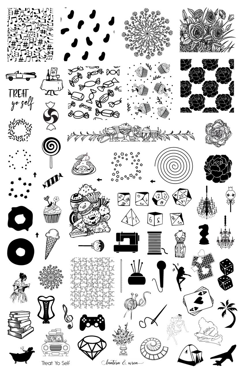 Lantern & Wren Treat Yo Self Nail Stamp Plate Sewing Crochet Candy Ice Cream
