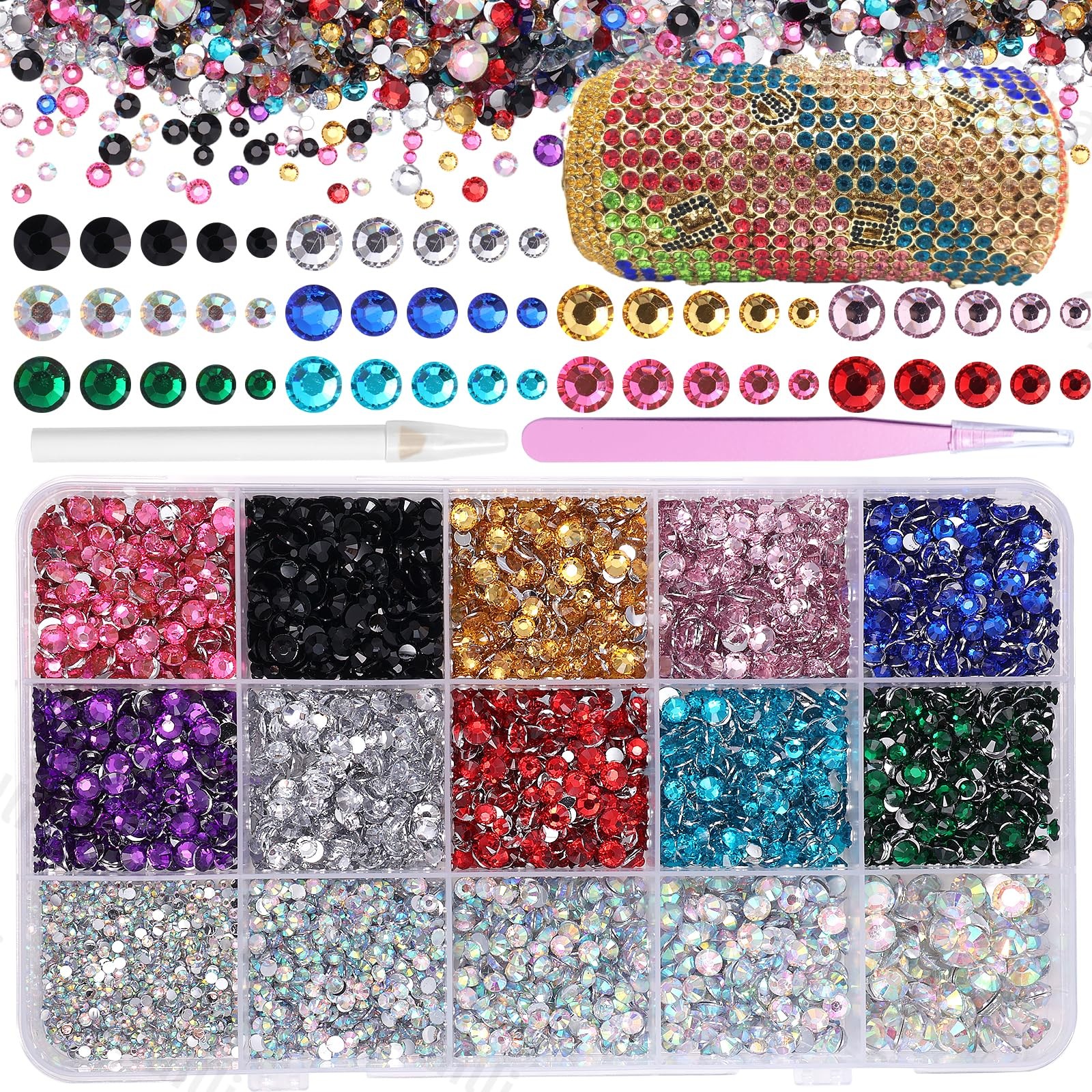 15000 Pcs Resin Rhinestones for Crafts, Colorful Jelly Resin Rhinestones for …