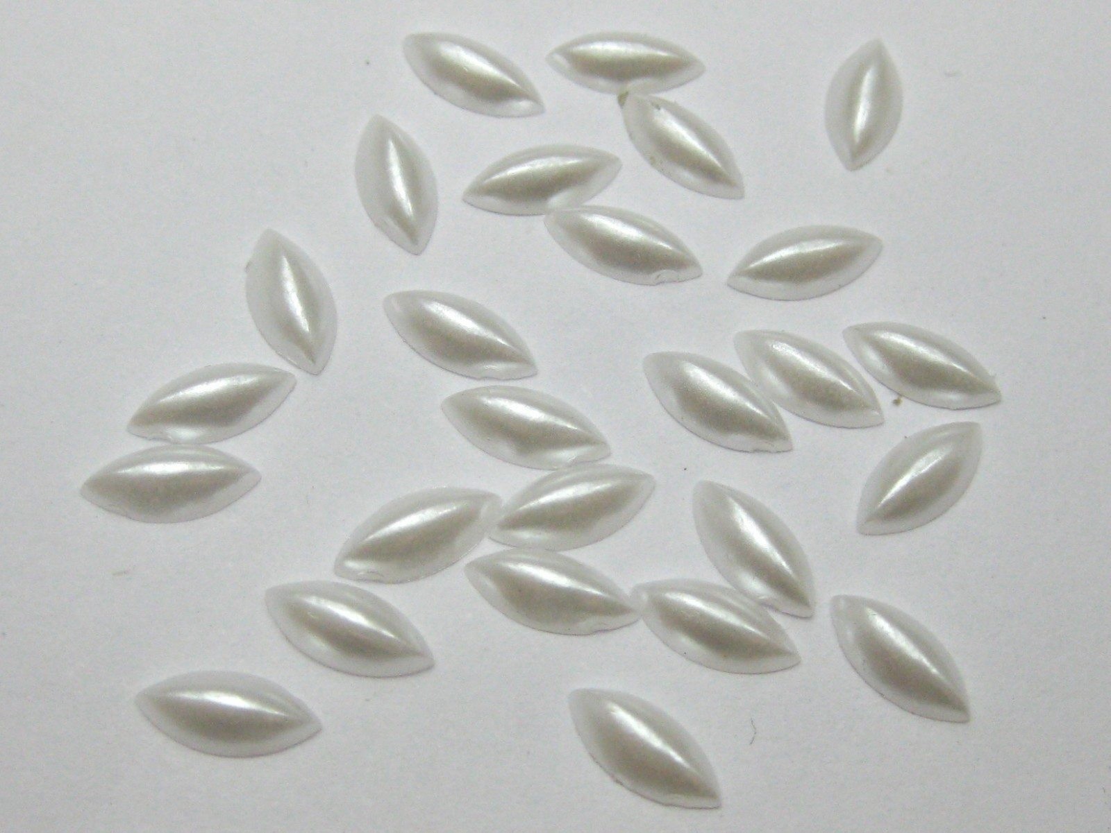 500 Pure white Horse Eye Half Pearl Bead 5X10mm Flat Back Scrapbook Craft