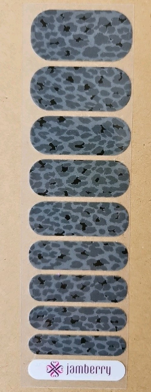 JAMBERRY BLACK LEOPARD GLOSSY HALF SHEET NAIL WRAP GGG AUGUST 2014