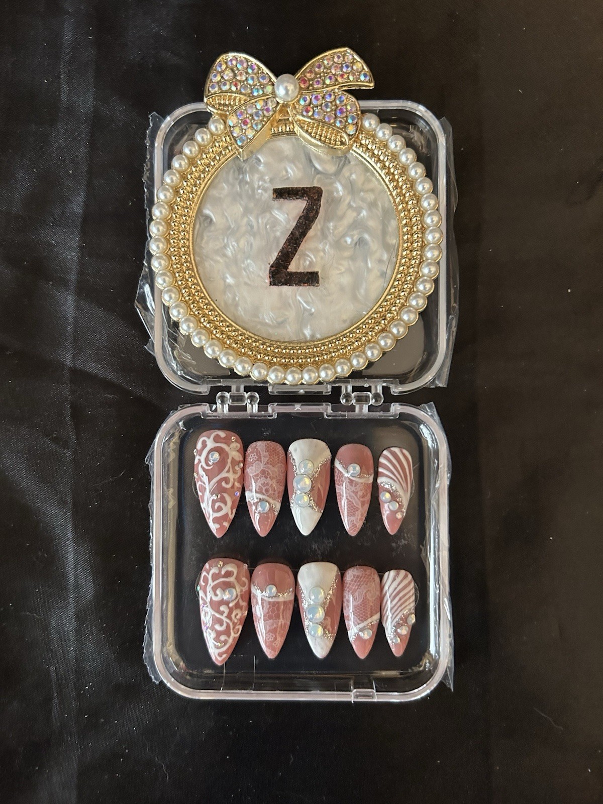 Z NAILZ! Handmade M Stiletto Wedding Press On Nails.