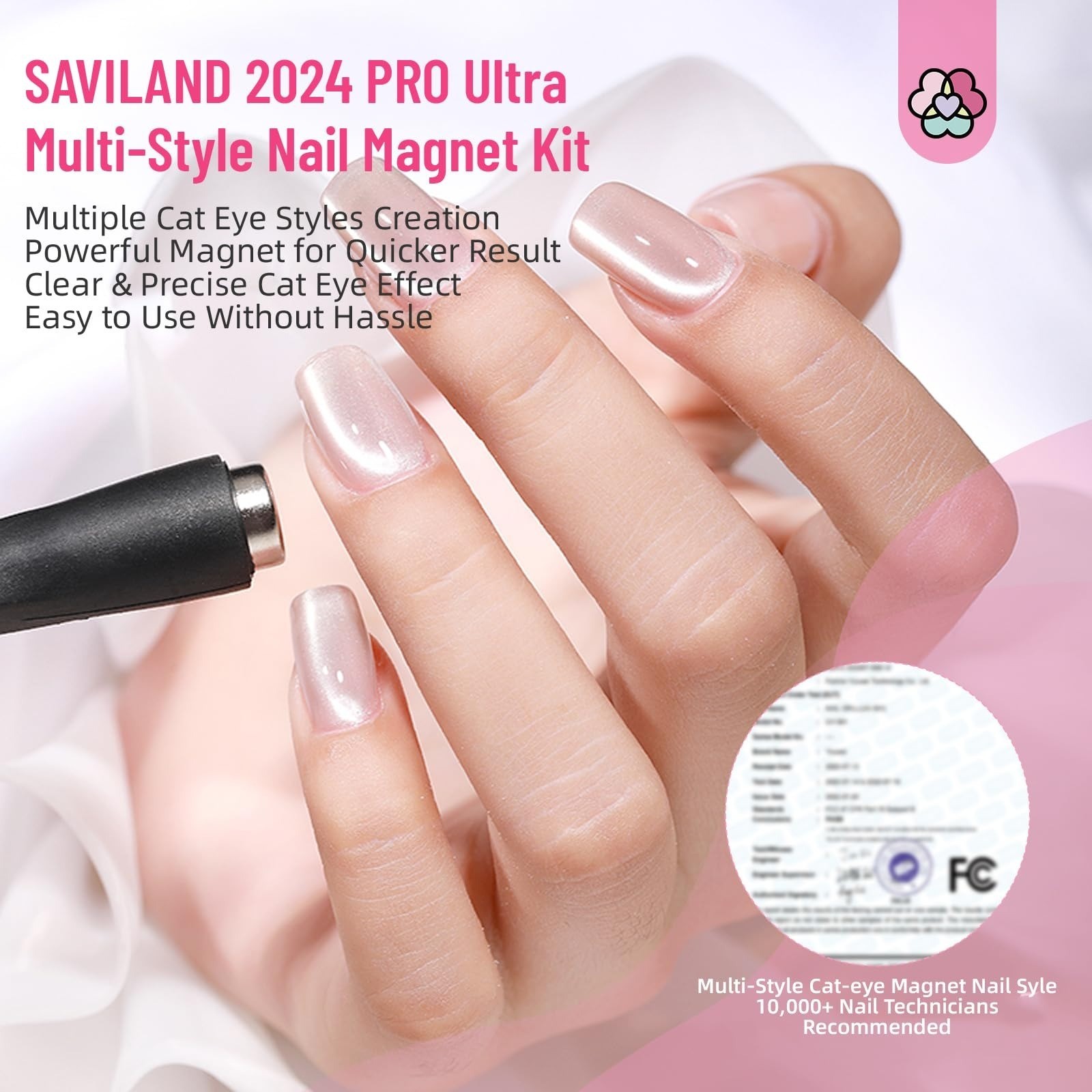 SAVILAND Cat Eye Nail Magnet Set 2024 – 5 in 1 Magnetic Tool