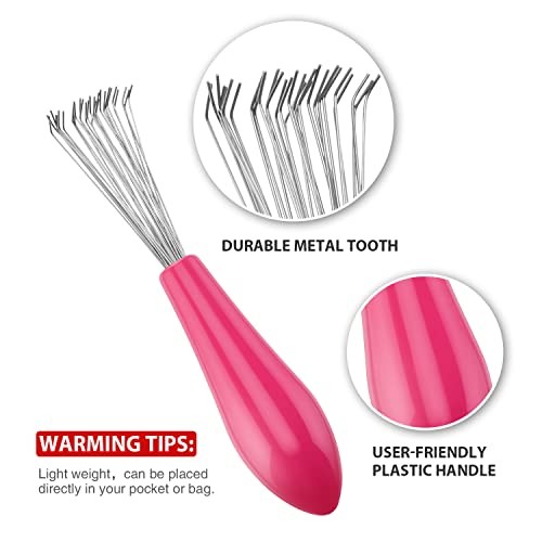 2 Pcs Hair Brush Cleaning Tool Set,2-in-1 Double Headed Hair Pink and Purple