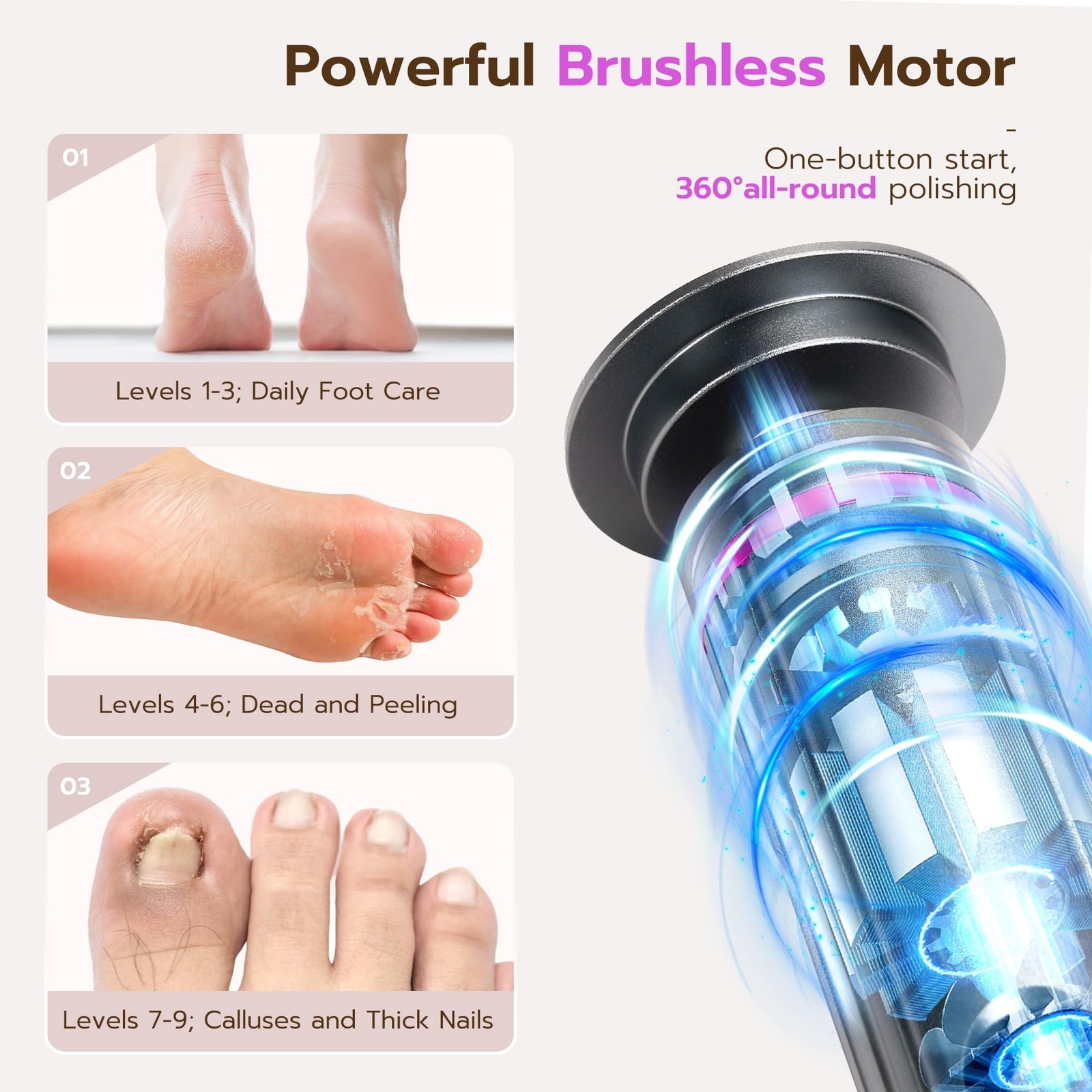 Electric Foot Callus Remover, Adjustable Speed Rechargeable Foot Sander Pedic…