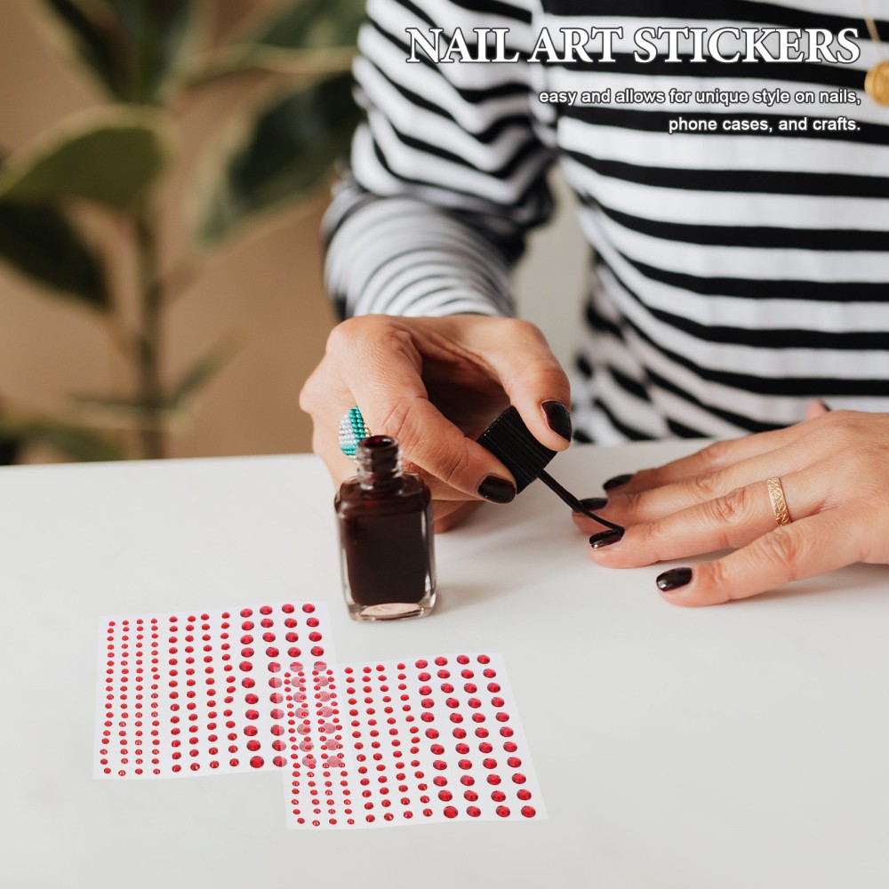 20Pcs Red Acrylic Nail Stickers Durable Self Adhesive Nail Art Decoration