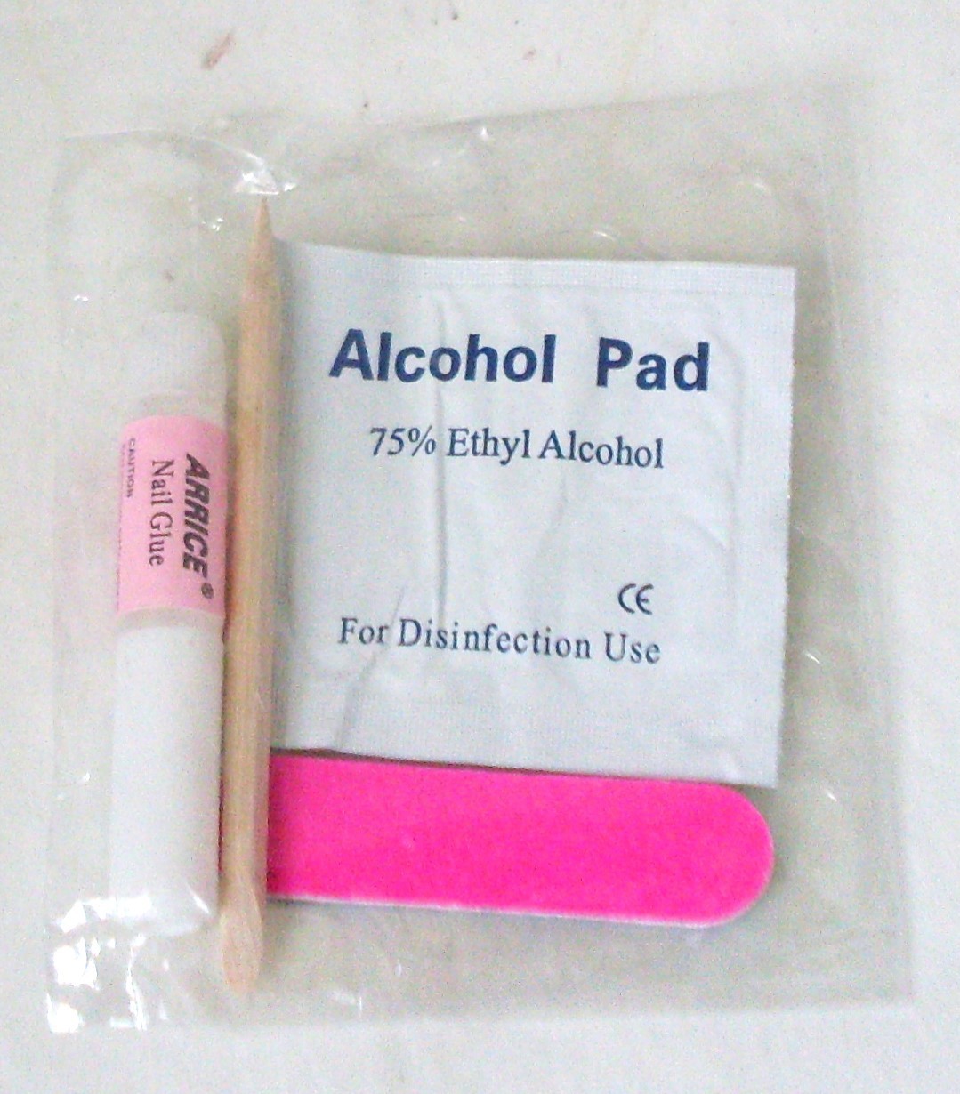Nail Glue Kit w/ Alcohol Pad, Cuticle Stick & Mini File for Press-On Nails
