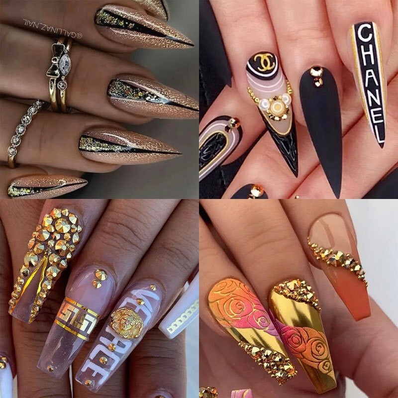500x False Nail Tips Stiletto Coffin Oval Almond Square Nail Acrylic False Nails