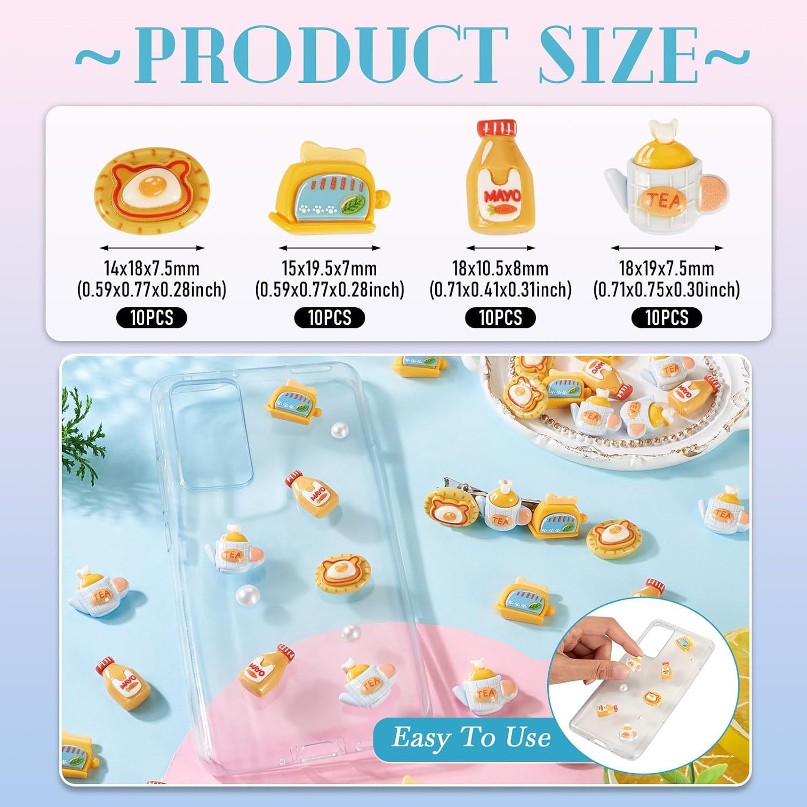 Resin Food Fruit Cabochons Kit 40 Pieces Flatback Accessories for Jewelry Crafts