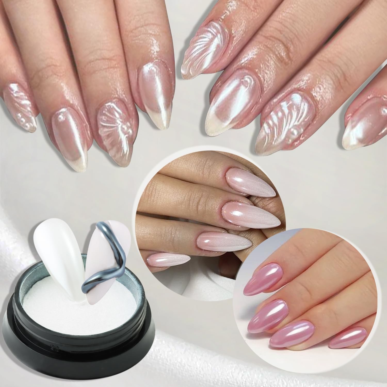 Fcozpjk 24 Colors Chrome Nail Powder Set Metallic Mirror Effect Gold Silver P…