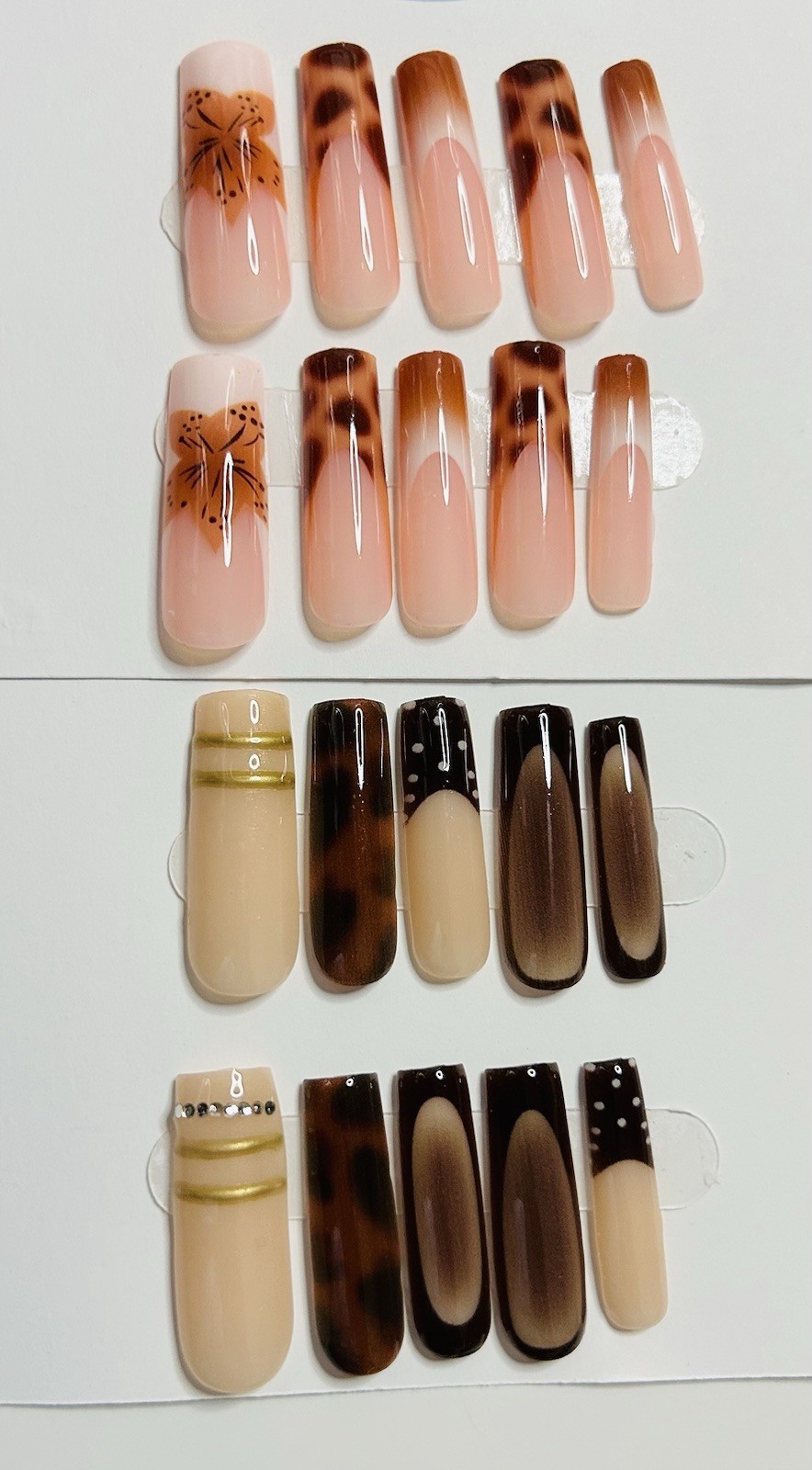 Lot of 2 Square 10pc Handmade Press-On Nails NEW size *small *