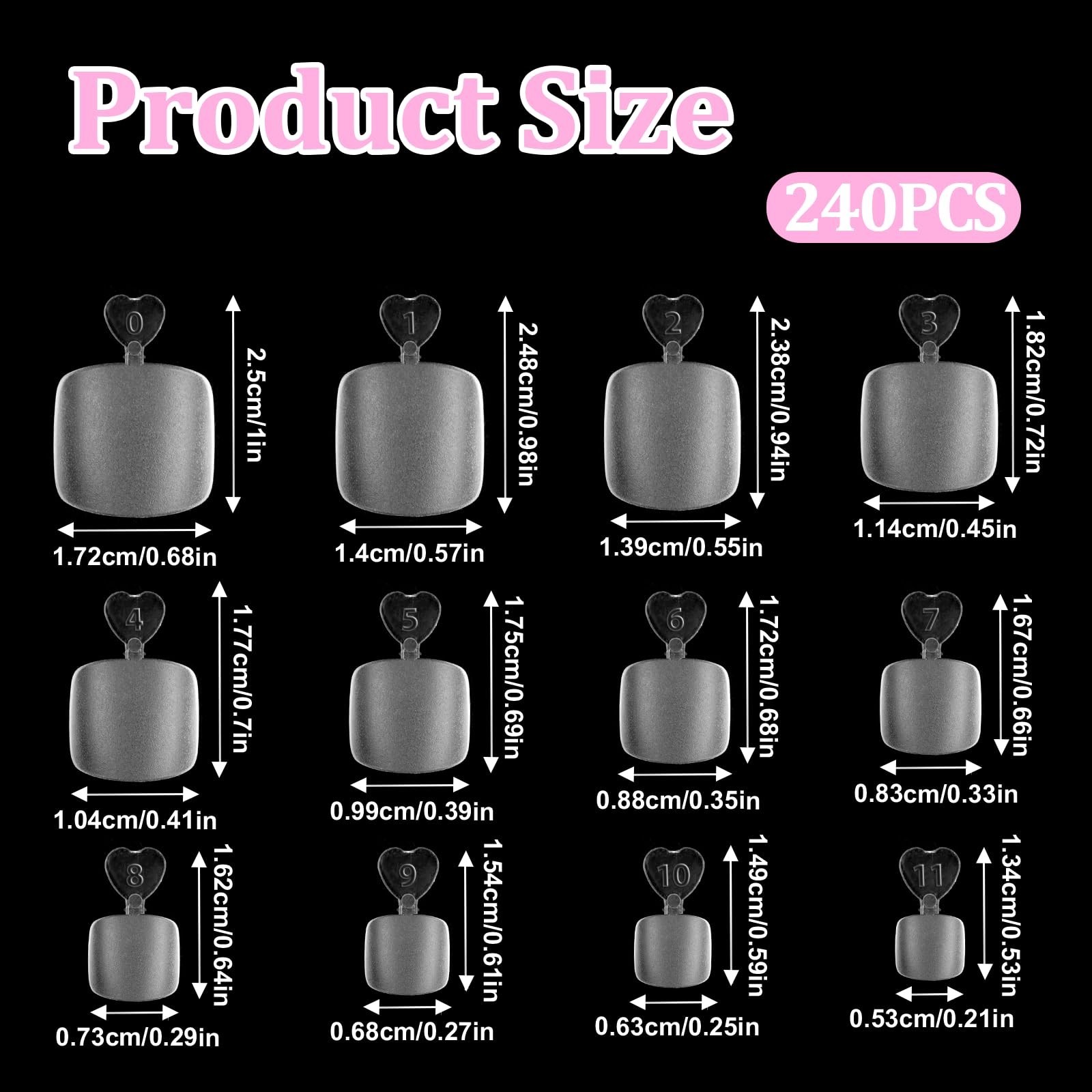 240Pcs Soft Gel Toe Nails Short Square Matte Full Cover Pedicure Tips Set New US