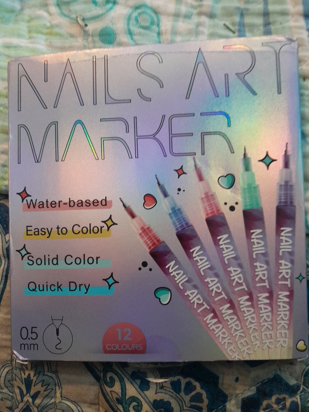 Water Based Nails Art Markers Auick Dry 12 Colors New In Package
