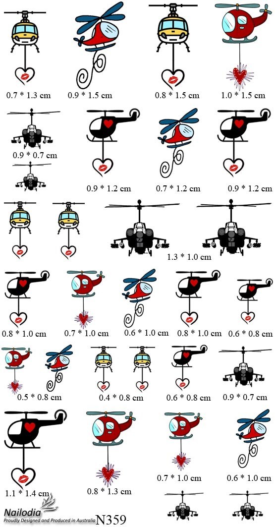 Chopper Helicopter Nail Art Decal Sticker Water Transfer Wrap