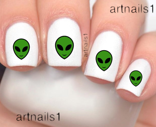 Alien UAP Greys UFO Space Sci fi Nail Art Decals Salon Polish Mani Pedi Manicure