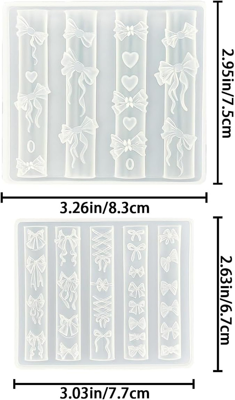 2 PCS Bow Silicone Nail Art Molds 3D Bow Silicone Nail Molds Carving Template St