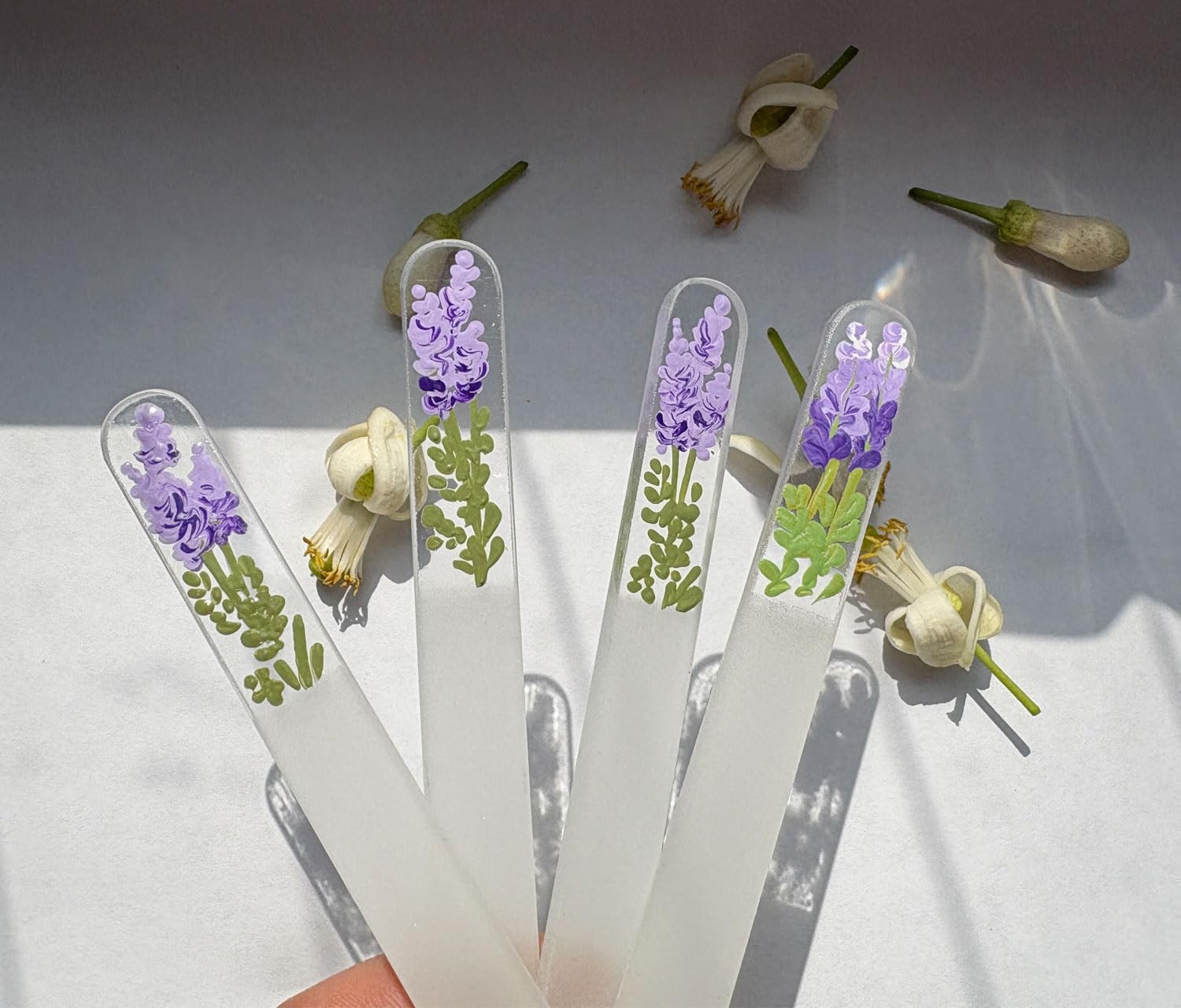 Hand-Painted Lavender Glass Nail File – Crystal for