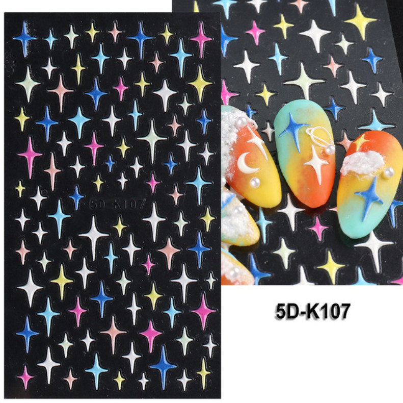 5D Acrylic Nail Stickers Engraved White Flower Sliders Embossed Manicure NS17