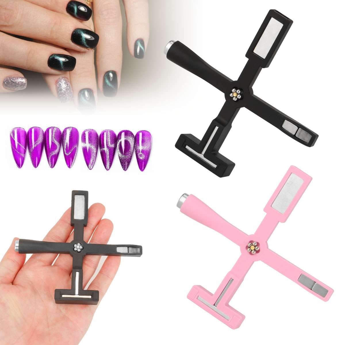 Nail Art Magnet Cross Shaped Nail Polish Magnet 5-in-1 Magnetic Polish for DIY