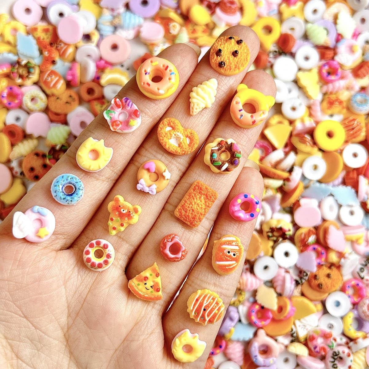 110Pcs Slime Charms Food Cute Set and Cartoon Animals- Mixed Lot Assorted Foo…