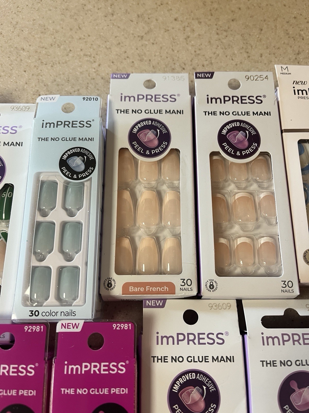 KISS Impress Lot Of 10 No Glue Mani-6 Pedi & 3 Color Street Nail Polish Strips