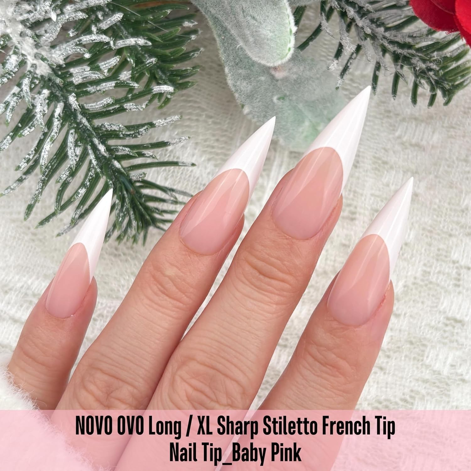 Long XL French Tip Stiletto Nails – Soft Gel – 16 Sizes