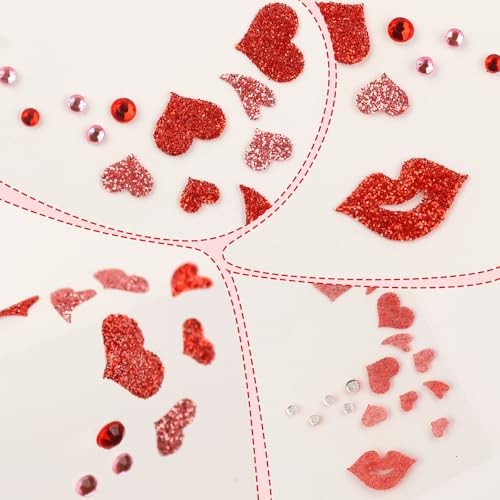 Valentine’s Day Face Gems Face Jewels Stickers Red Love Heart Lip Self style1