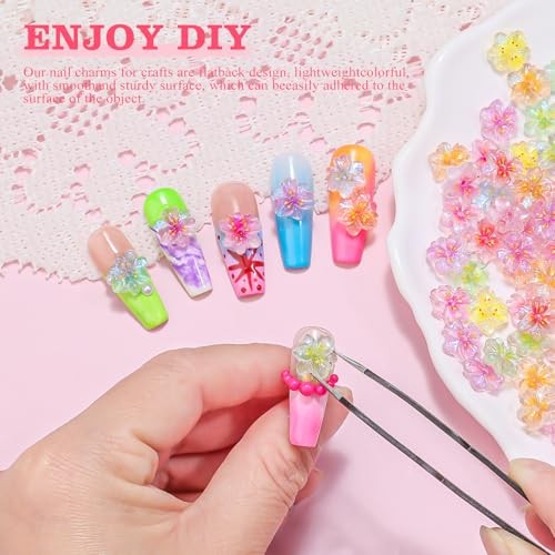 100pcs 3D Flower Nail Charms, Ice Translucent Flowers for Nails 12-flower-2