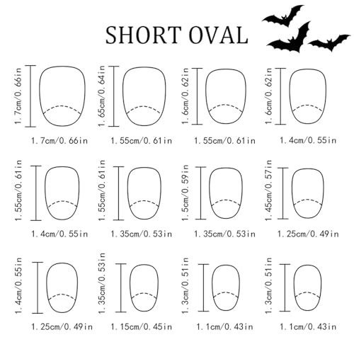 Halloween Press on Nails Short Oval Fake Nails White French Halloween Nails-8