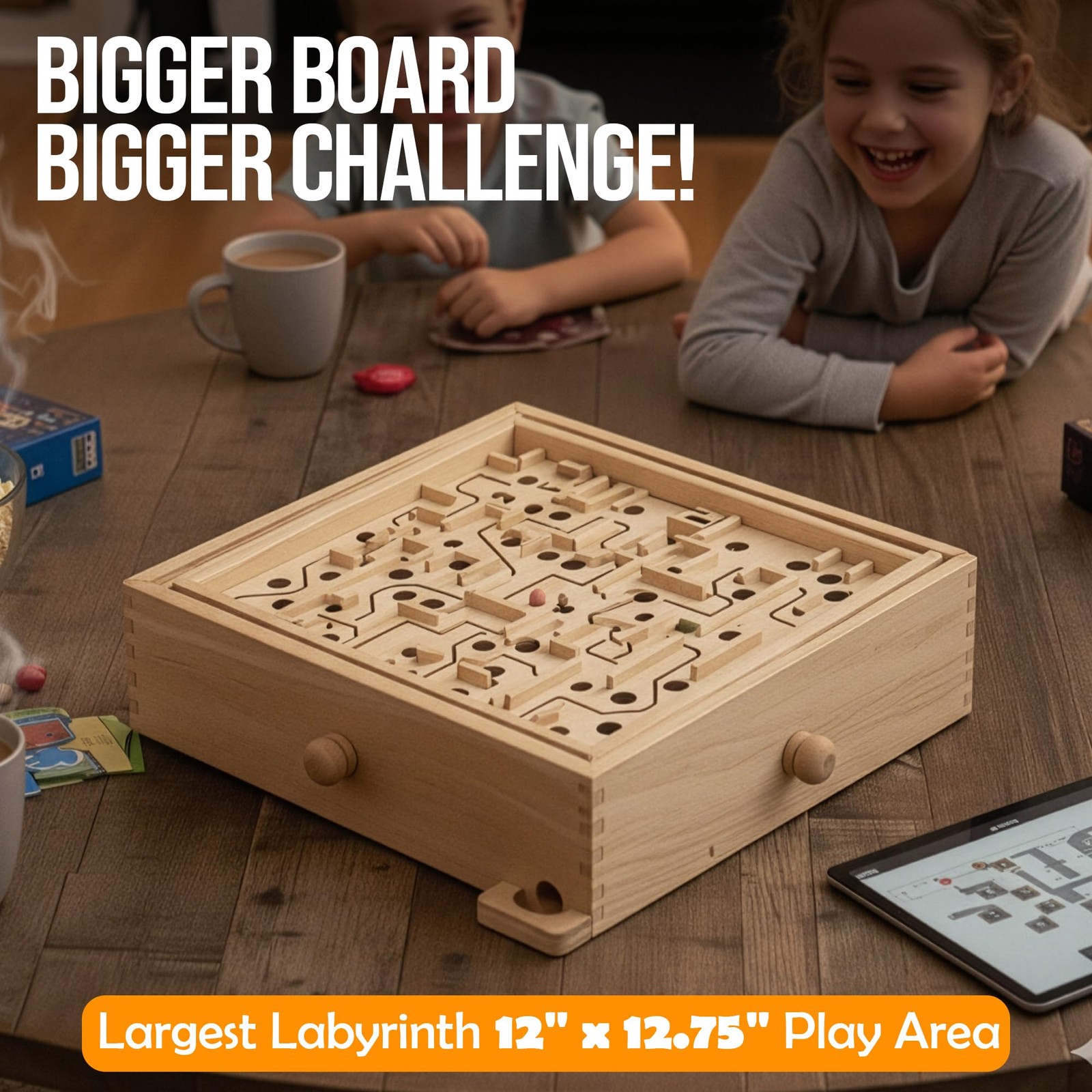 STERLING Wooden Labyrinth Marble Maze Game, Large 12.75″ x 11.5″ Large, Beige