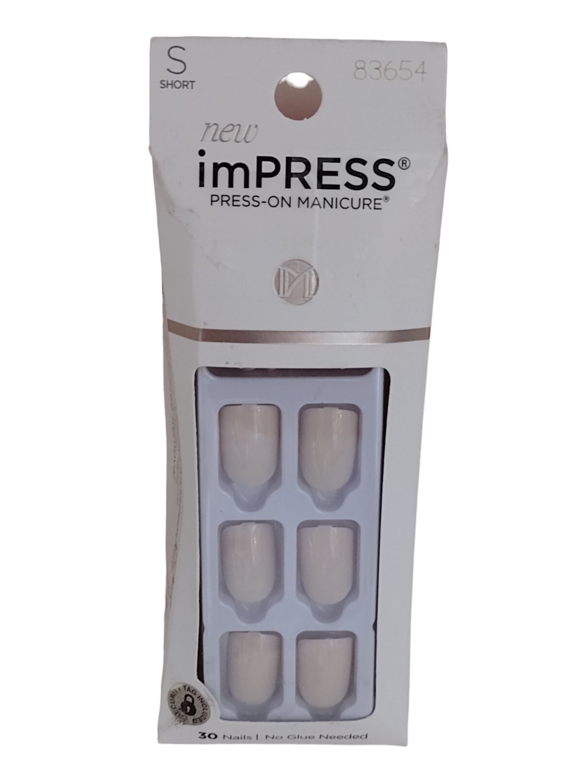 Kiss ImPRESS PEEL & PRESS ON NO GLUE MANI MANICURE 30 Short Nails BARE FRENCH
