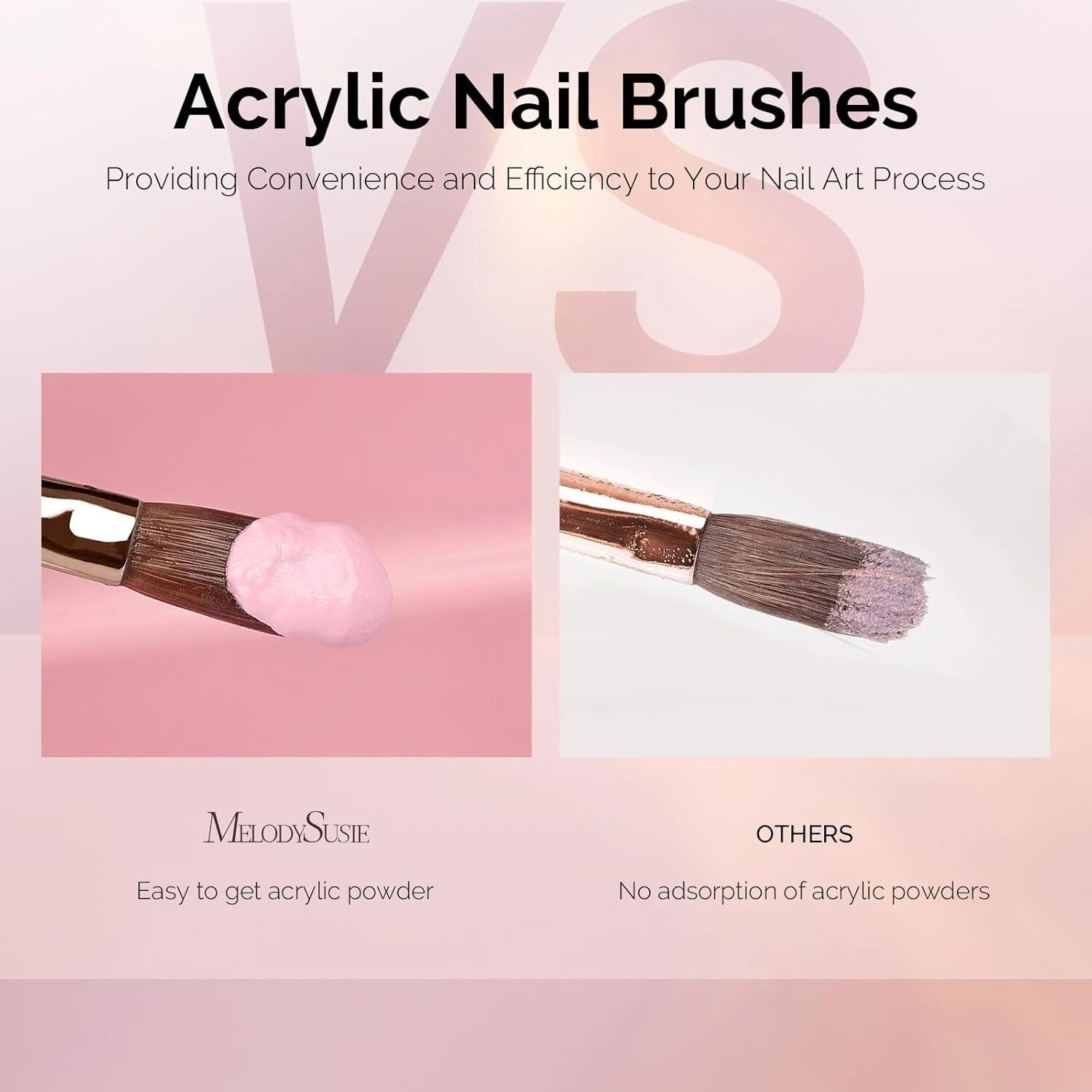 3pcs Professional Acrylic Nail Brush Set, Size 8/12/14 for Powder Application