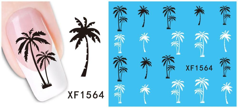 Nail Art Water Transfer Sticker Palm Tree Aloha Feather Flamingo Bird Decals DIY