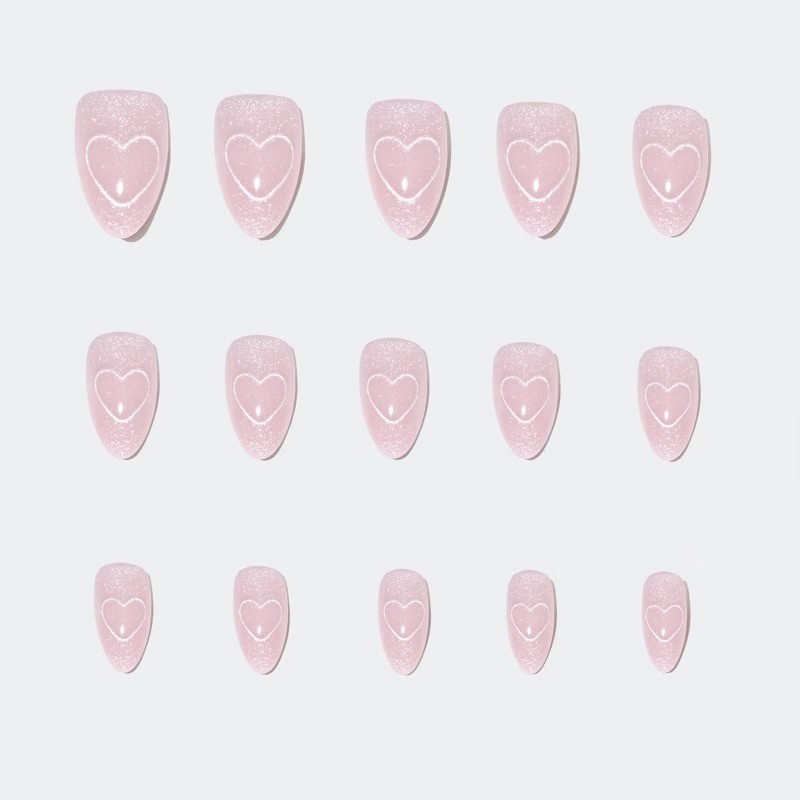 Soulmate Energy Fake Nails: Almond Shape, 30 Pieces, Velvet Finish