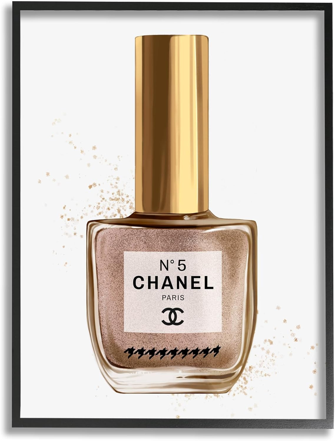 ‘Makeup Nail Polish Brown Gold Fashion Design’, Framed Giclee Art, Black, 24 X 3