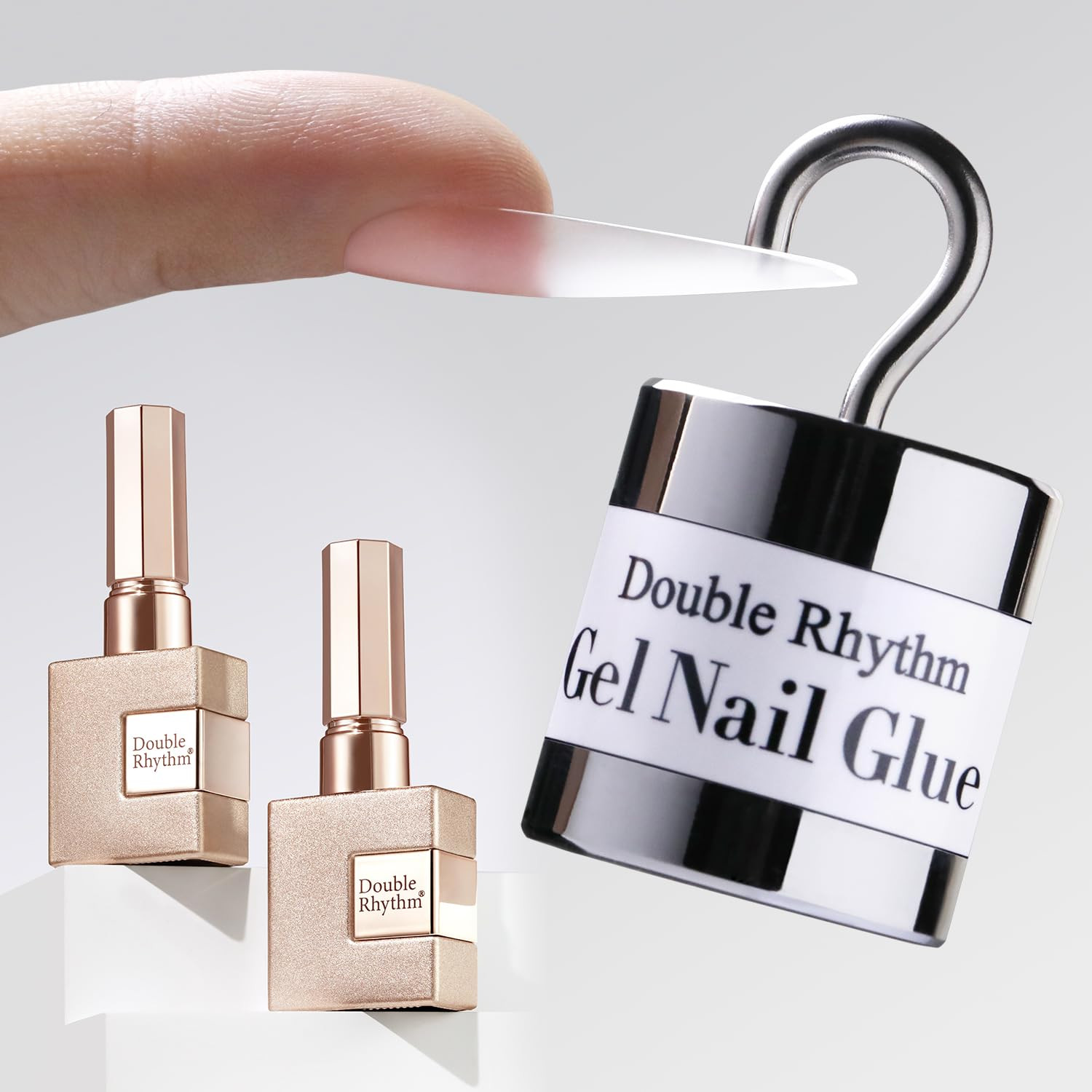 2 Pcs 0.5Oz Nail Glue Gel Set for False Acrylic Nail Tips and Press on Nails Gel