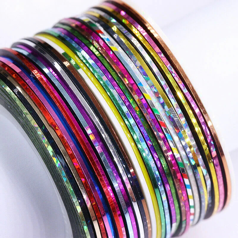 Winstonia 32 Pcs Nail Art Striping Tape Lines Tip Decorations Stickers DIY Bling