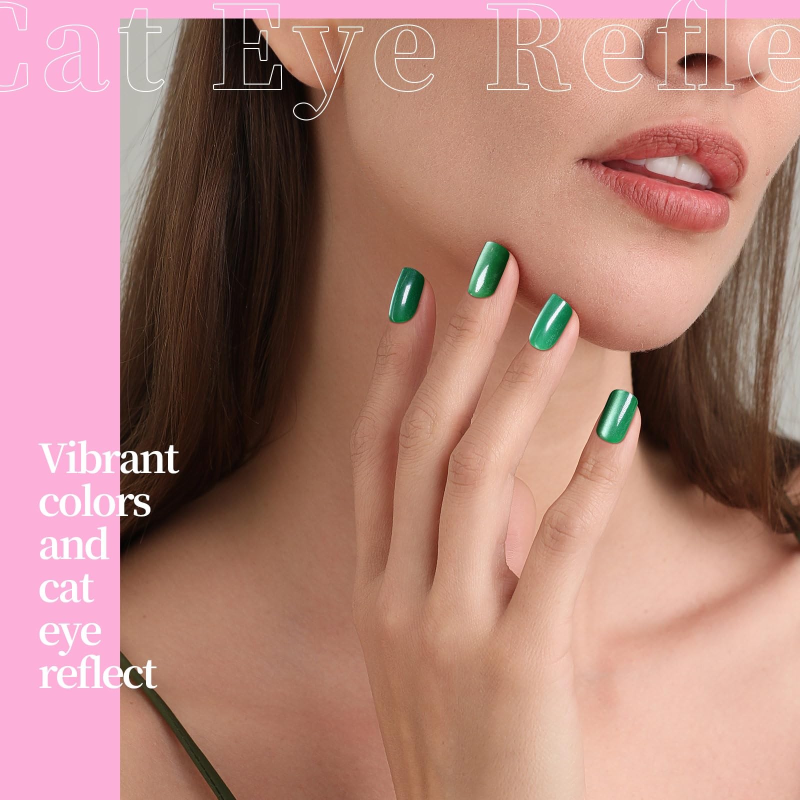 Press on Nails, 6 Colors Press on Nails Short, Glossy Cat Eye Nails Short Squ…