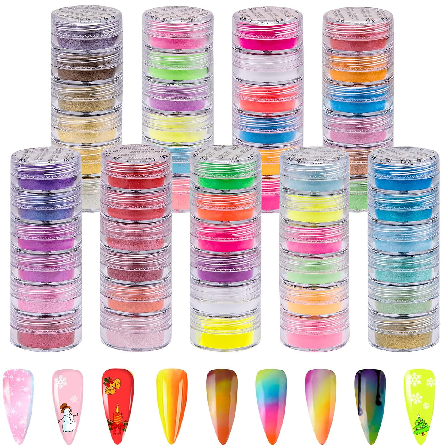 Pigment Powder for Nails 54 Colors Nail Pigment Powder | Colorful Luminous Powde