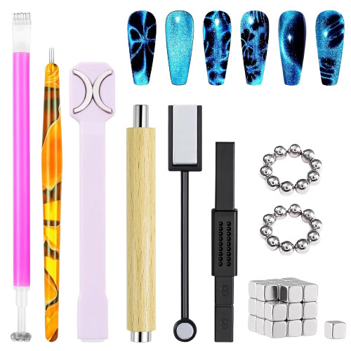 53Pcs Nail Magnet Tool Set Cat Eye Gel Nail Polish Magnet Wand Magnetic Nail Pol
