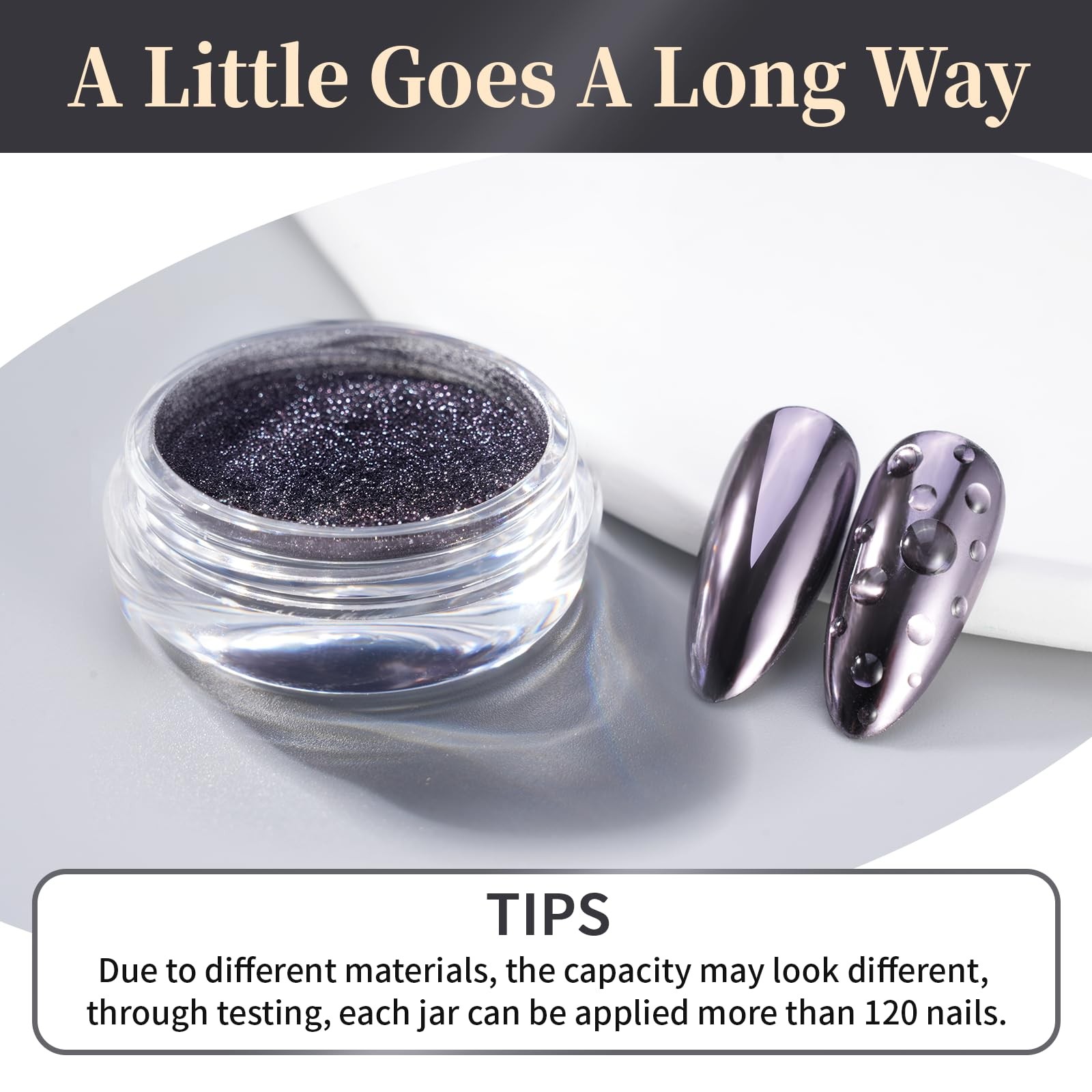 Chrome Nail Powder – Silvery Black Mirror Effect Chrome Nail Powder, Premium …