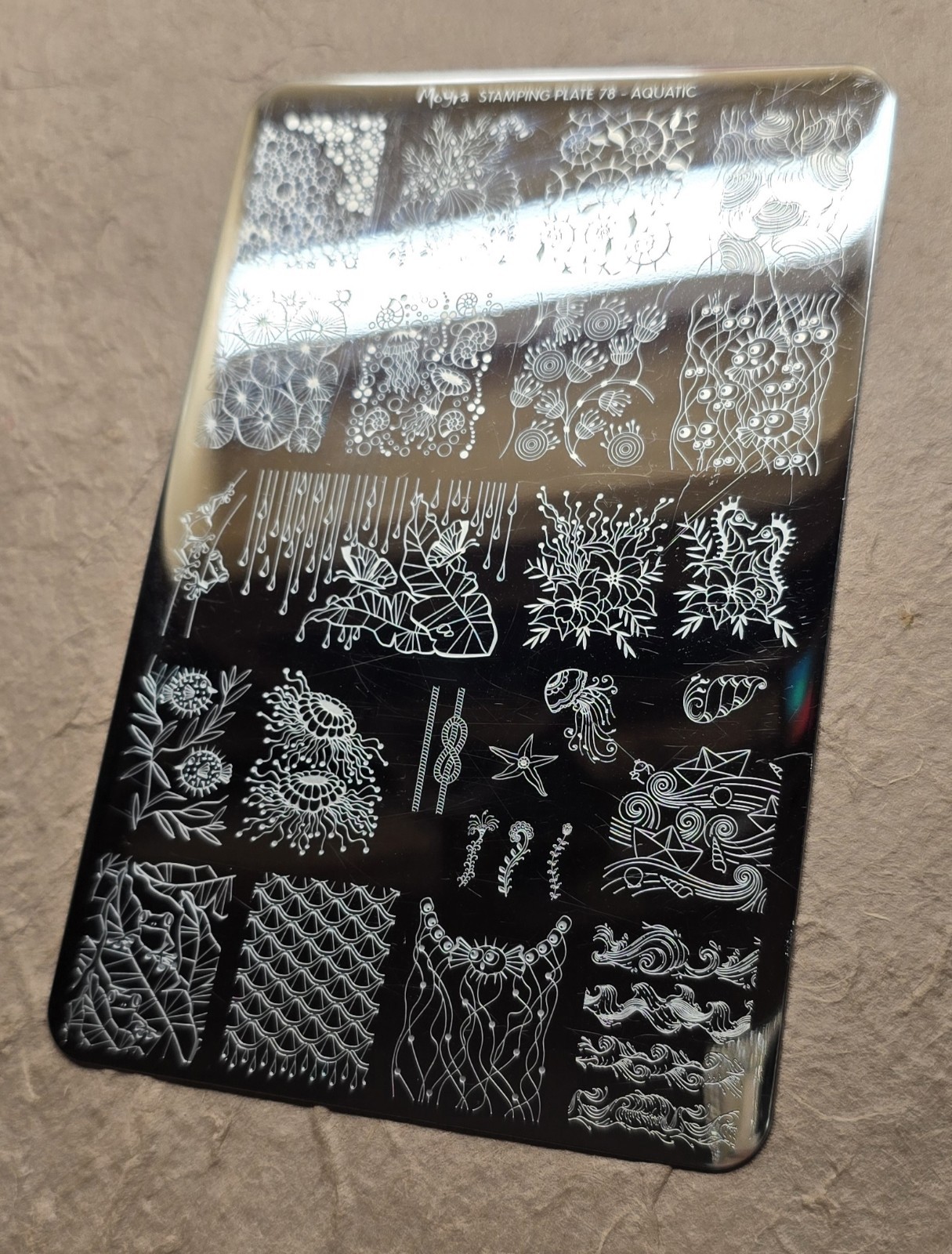 Moyra Aquatic Nail Stamp Plate Icen Sea Life Jellyfish Boats Waves Coral Reef