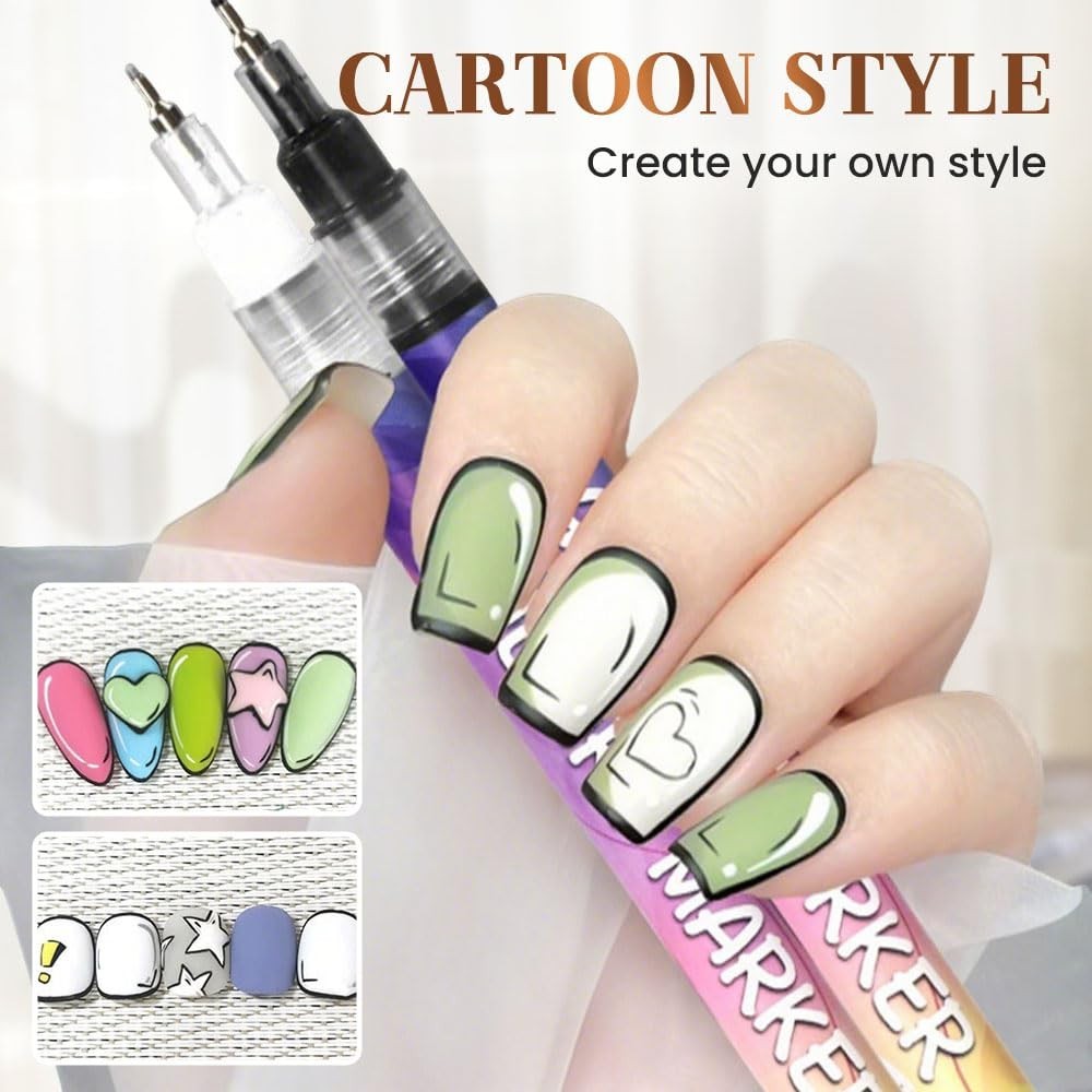 12 Colors Nail Art Pens Set – 3D Nail Art Markers for DIY Manicure & Painting