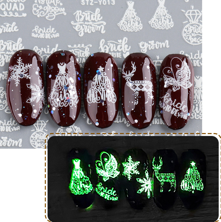 3D Nail Art Sticker Holographic Butterfly Christmas Snowflake Mermaid Tail NS38