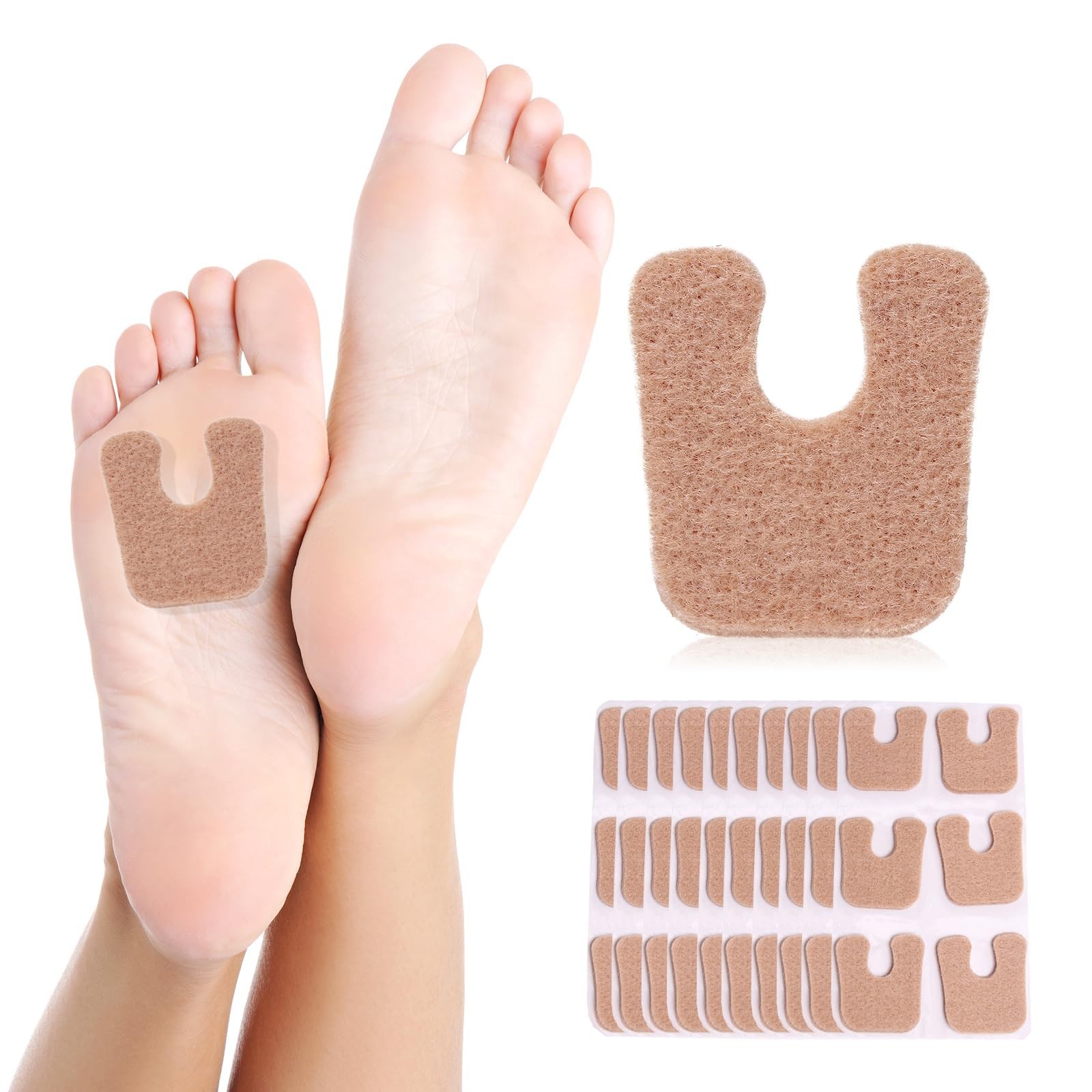MoyRetty 60pcs U-Shaped Felt Callus Pads, Metatarsal Pads Self-Stick Cushions…