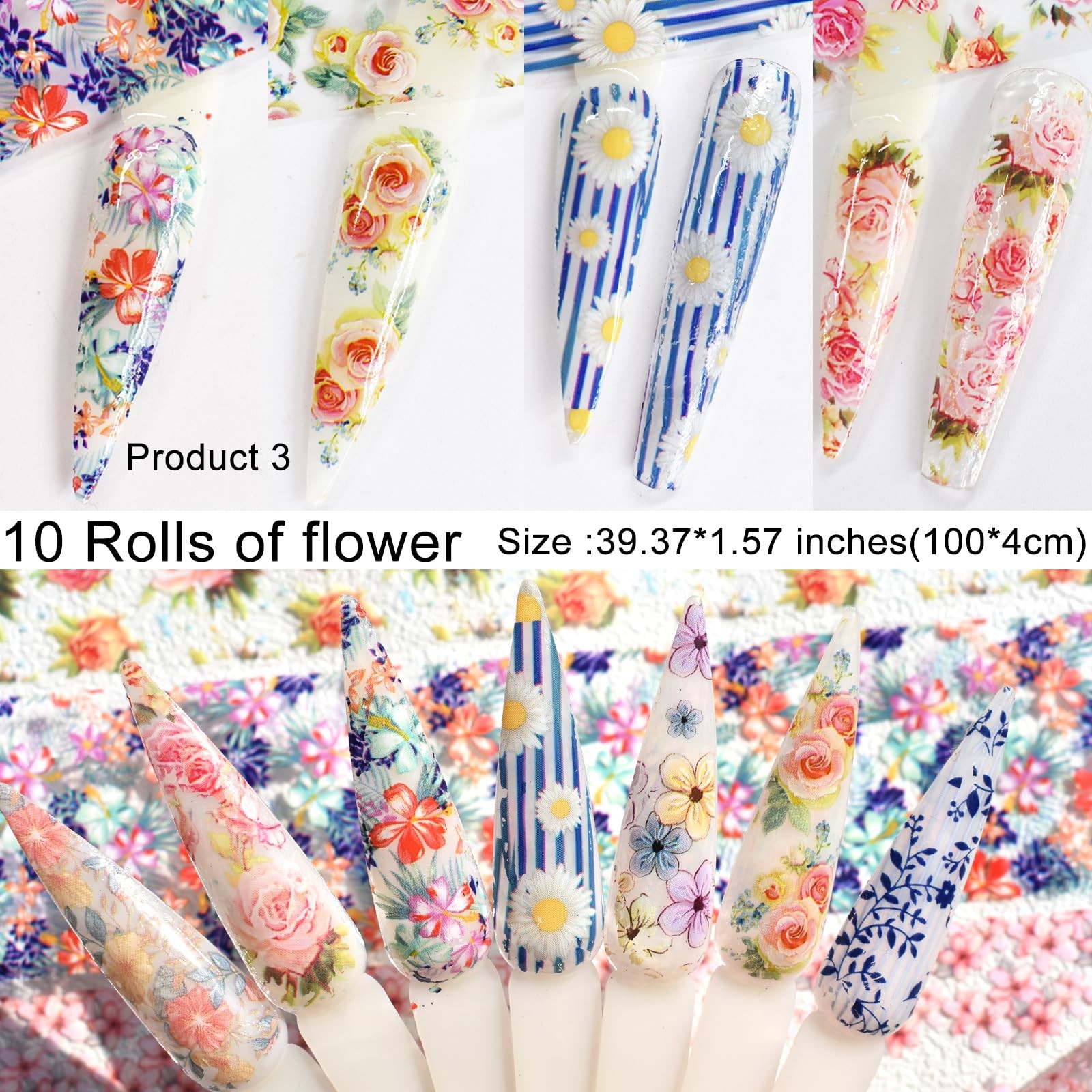 40 Rolls Animal Snake Leopard Print Nail Art Foils Transfer Stickers Set