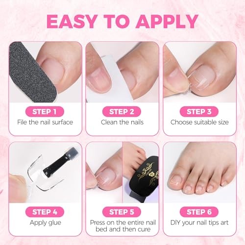 Toe Nail Tips Half-Cover Squavol 510 Pcs, 15 Sizes Pre-filed Toe Short Squoval