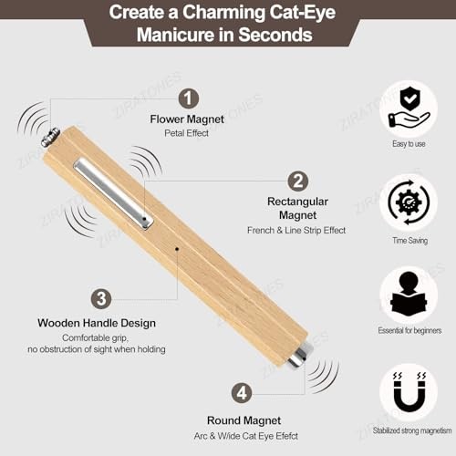 3 in 1 Nail Magnet with Heart Shaped Cat-Eye Tool, Multifunctional Cat Apricot