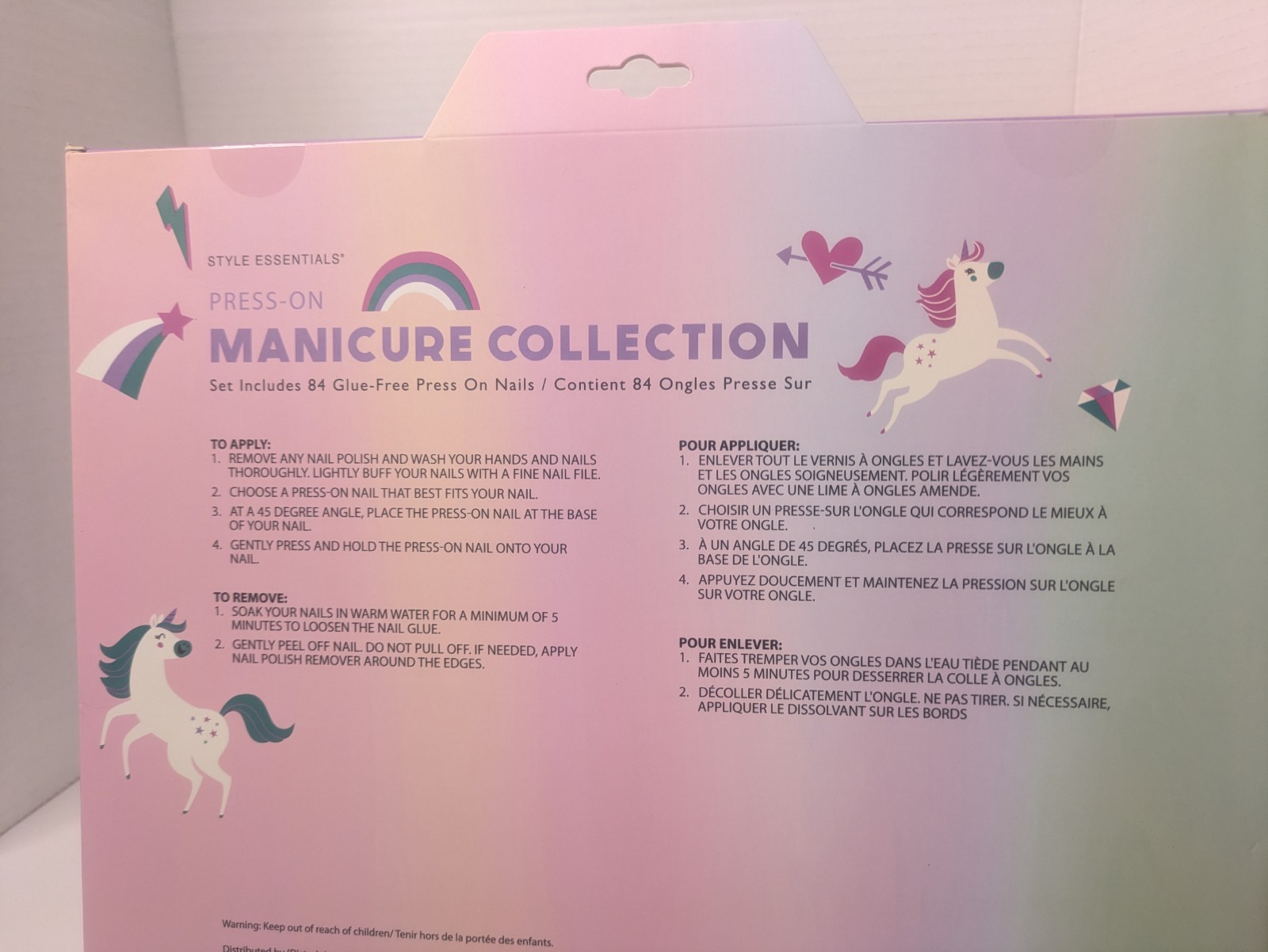 Unicorn 7-Day Acrylic 84 Press On Nail Kit And Matching Bath Bomb Girls Gift Set