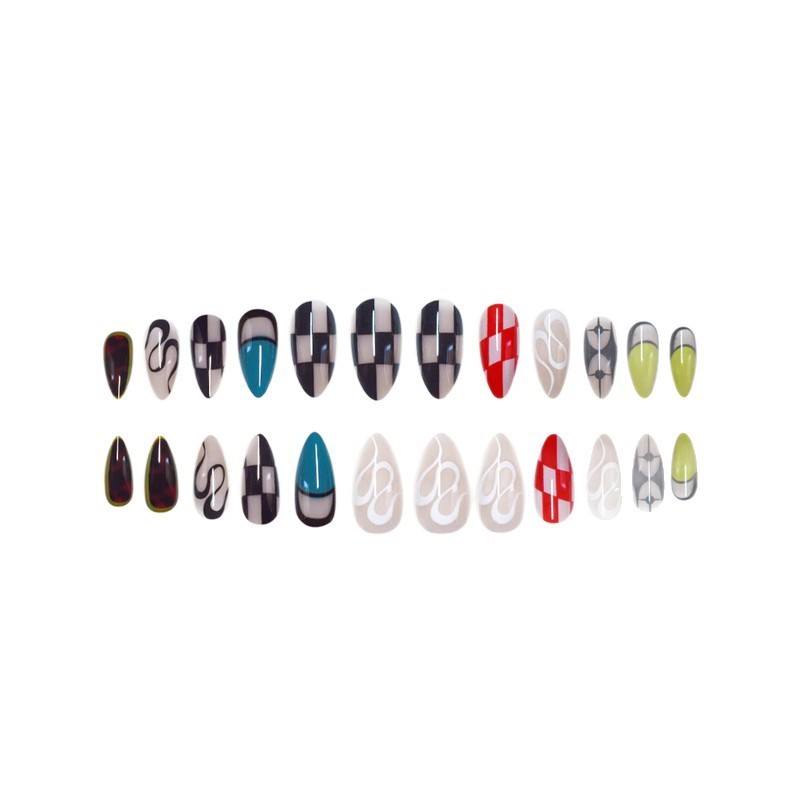 Trendy Tie Dye Short Almond Press On Nails For Europe And America