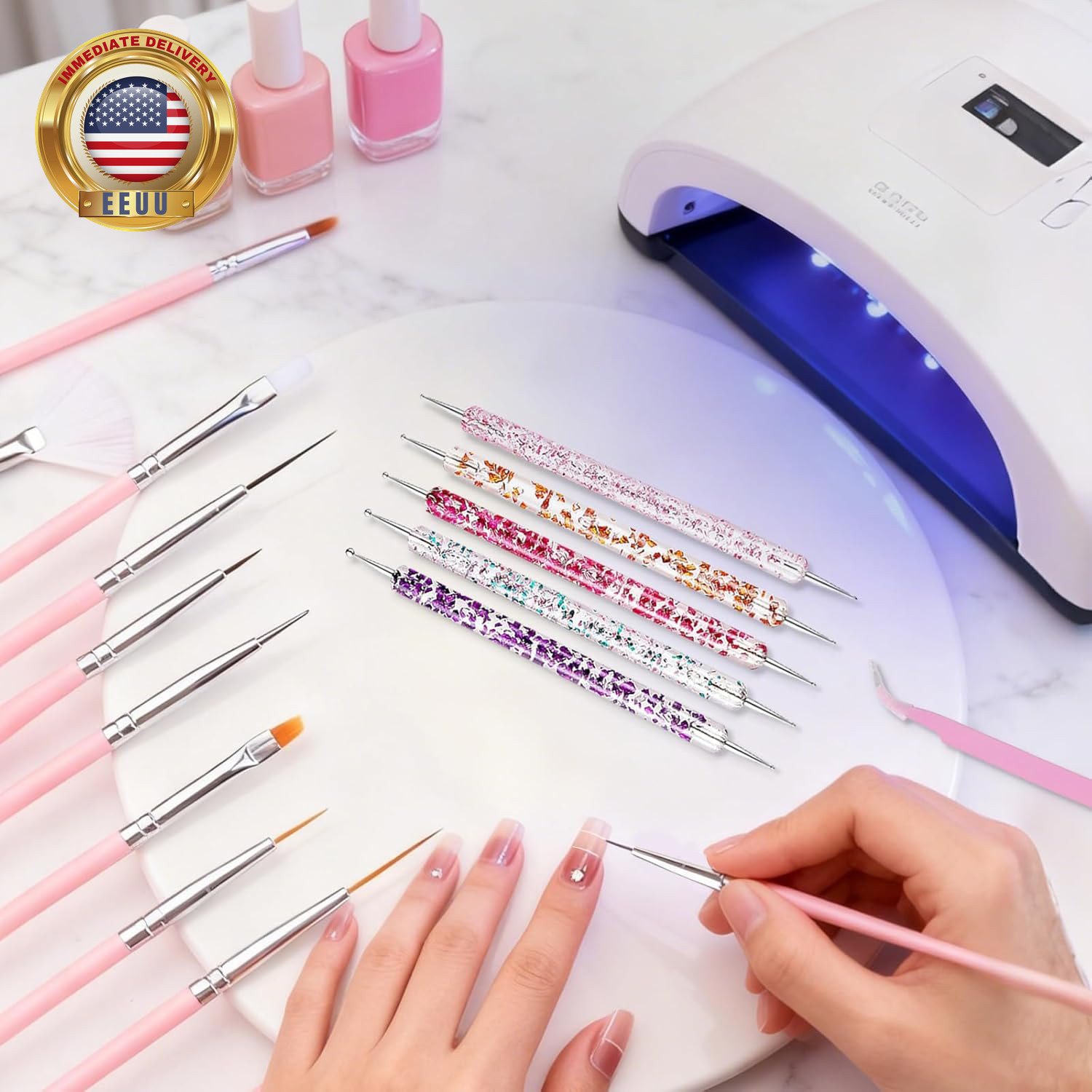 Nail Art Tools Set, Nail Art Kit for Beginners: 15 Professional Nail Brushes for